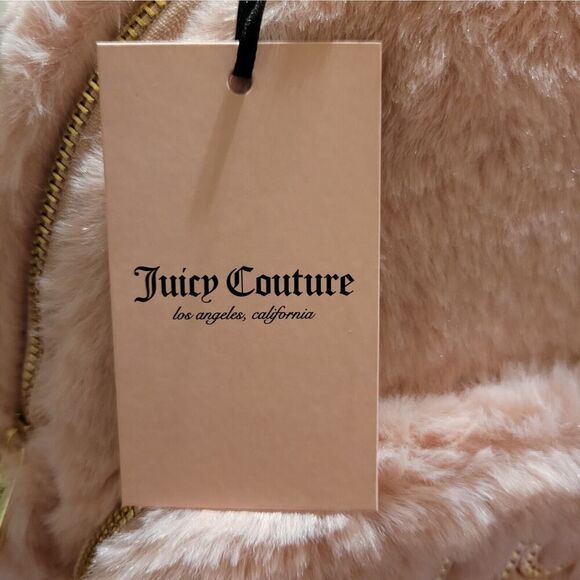 Juicy Couture Faux Fur Backpack Pink Blush Furry Fuzzy Heart Charm Bag main image 4